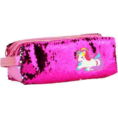 Пенал Cool For School 2 відділення з паєтками та аплікацією Фіолетовий (CF6615-purple) Вінниця