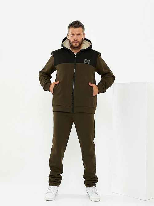 Чоловічий теплий костюм на флісі з хутром Коричнево-чорний 52/54 Харків - фото 5