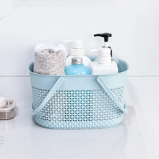 Пластиковий кошик з ручками, 26×15×20см, органайзер для дому, кошик для ванної, блакитний колір Кам'янець-Подільський