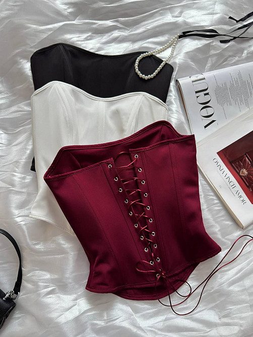 Жіночий базовий корсет костюмка Lux Бургунді, 42 Одеса - фото 7