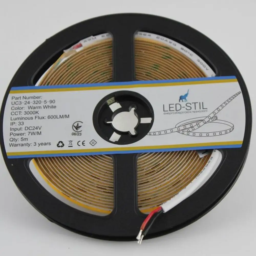 LED-STIL Світлодіодна стрічка LED-STIL 3000K 7 Вт/м COB 320 діодів IP33 24 Вольта 600 Lm тепле Коломия - фото 9