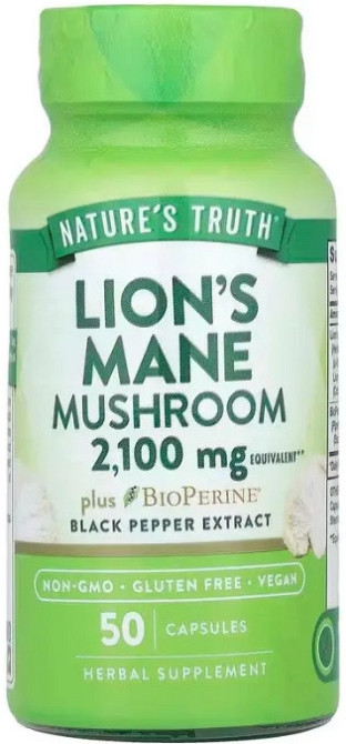 Львиная грива (Ежорик гребенчастый) Nature's Truth Super Lion's Mane Mushroom plus Bioperine 2100 мг 50 капс Киев - изображение 1