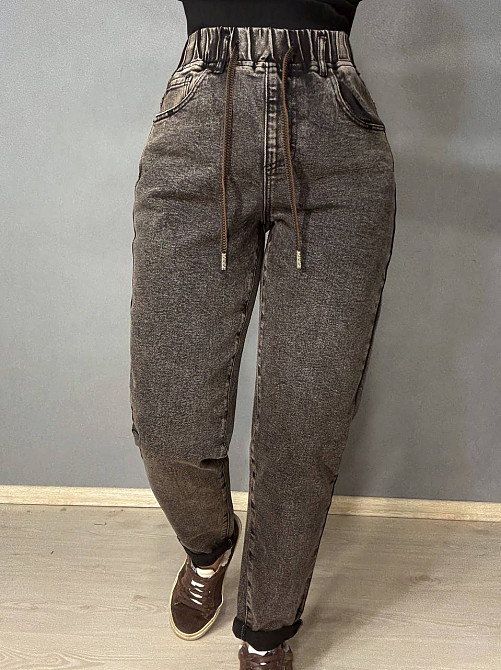 Джинсы женские Vanver 82099 MOM comfort талия на резинке со шнурком коричневые, коричневый, З2, 32, 92 см, 116 см Киев - изображение 1