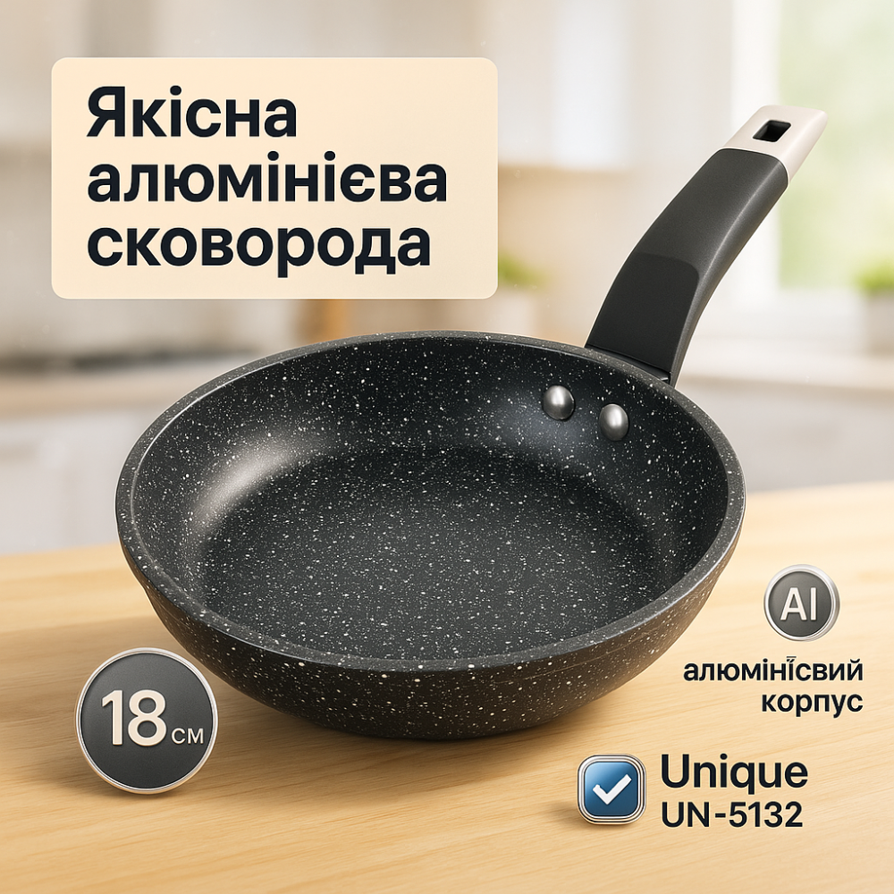 Глибока сковорода для індукційної плити Unique, Сковорода універсальна для дому, Практична сковорідка RX-35 Львів - фото 12