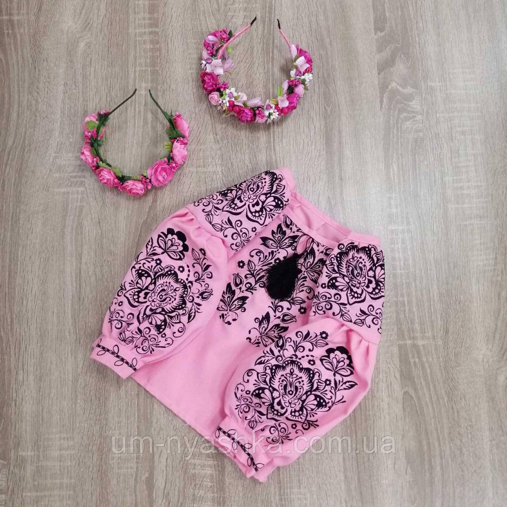 Дитяча вишиванка рожева Троянда на рожевому Кривий Ріг - фото 3