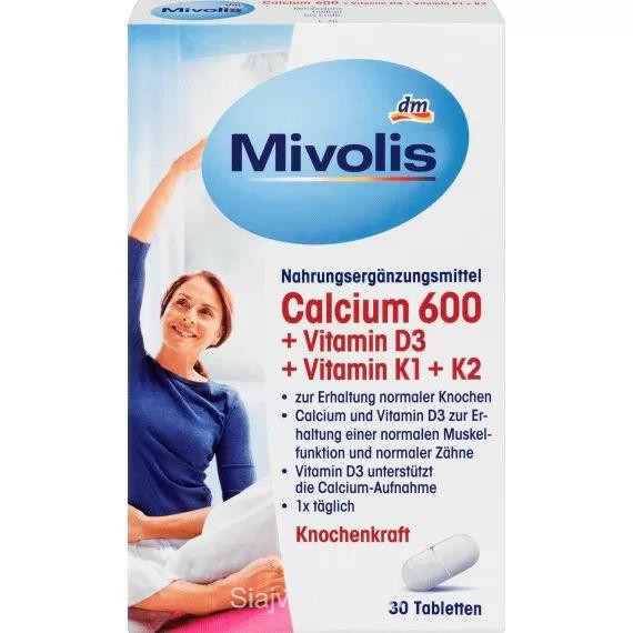 Біологічно активні добавки Кальцій 600 + D3 + K1 + K2 таблетки Mivolis, 30 шт (Німеччина) Mivolis Ca Львів - фото 1