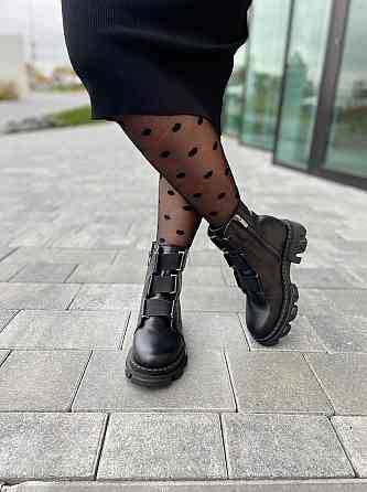 Olli Черевики жіночі OLLI чорні натуральна шкіра висота 14см (4836) Коломыя