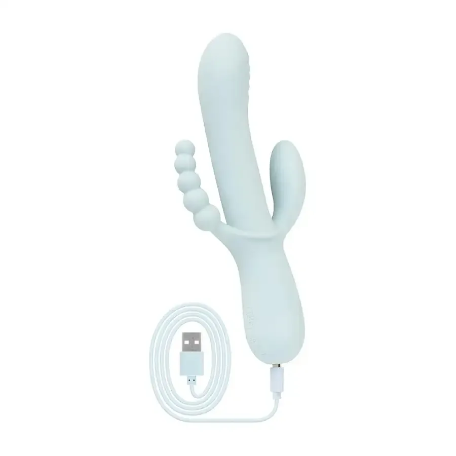 Тройной вибратор Good Vibes Only – SAGE Triple Stimulation Vibe Soft Silicone – Blue, манящее движение Львов - изображение 4