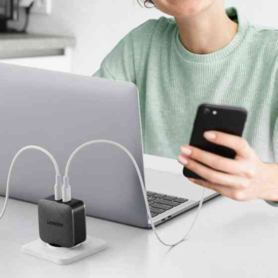 Зарядний пристрій 2xUSB 66W GAN PD (2xType-C) CD216 Ugreen PD Fast Charger Чорний (70867) Київ