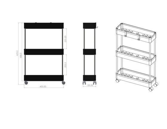 Мобільний стелаж-органайзер 3 яруси на колесиках (Storage Trolley) Луцьк