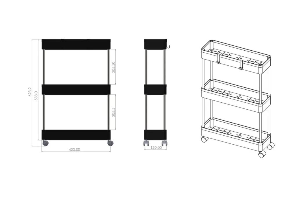Мобільний стелаж-органайзер 3 яруси на колесиках (Storage Trolley) Луцьк - фото 3