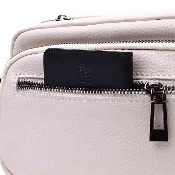 Зручна сумка жіноча з накладною кишенею з натуральної шкіри Vintage 22642 Біла Київ