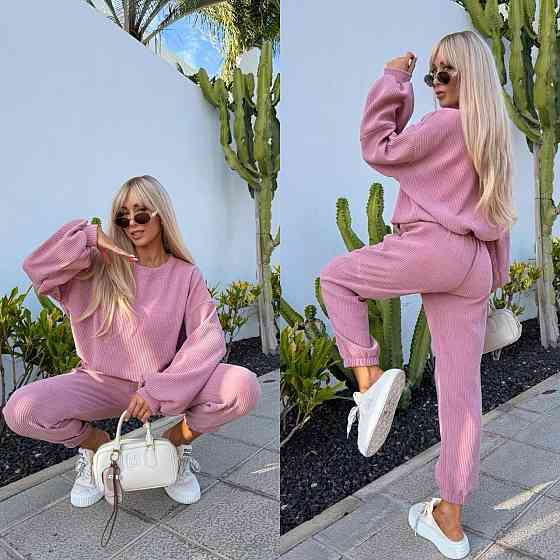 Женский стильный повседневный костюм двойка качественный турецкий вельвет Розовый, 42/44 Одесса