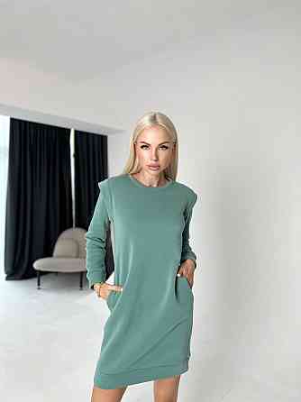 Теплое женское платье спортивное Cassie батал 50-52, Оливковый Киев