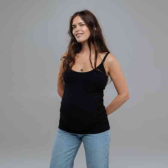 Майка для беременных и кормящих на клипсах Черная Киев