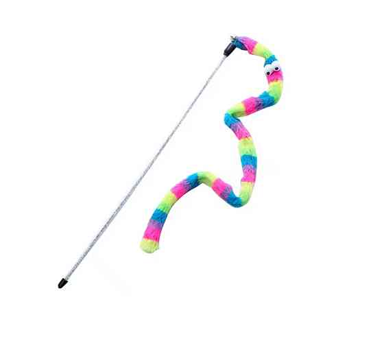Игрушка для котиков палочка с разноцветной гусеницей с колокольчиком 50 см разноцветный Киев
