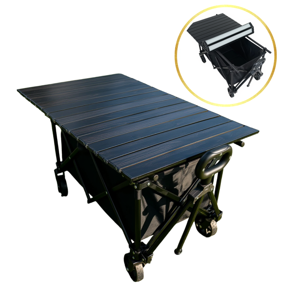 Стільниця для кемпінгового візка 78×45 см, складна, для відпочинку на природі, пікніка, риболовлі, залізна, під обідню зону, чорна Кам'янець-Подільський - фото 1