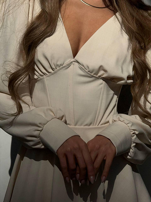 Жіноче романтичне мініплаття-комбінезон костюмка Бежевий, 42/44 Одеса - фото 3