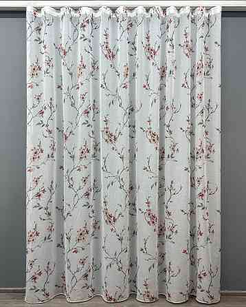 Тюль VR-Textil 1539т Flora Батист Білий з теракотово-сірим 400х270 см (42-1178) Київ