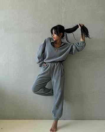 Женский теплый костюм двойка: кофта и штаны двусторонний флис «Полар» 46/48, Графит Одесса