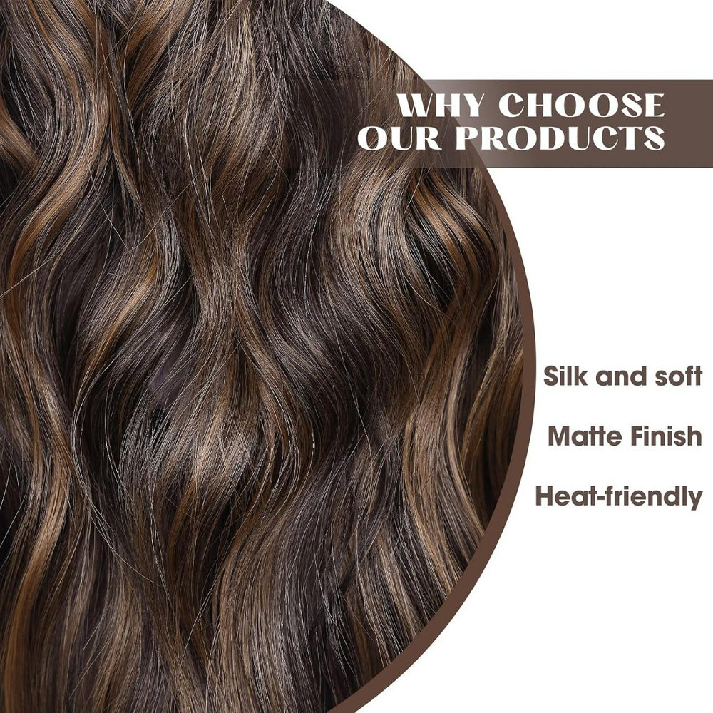 Накладные пряди на невидимой ленте клипсах 50см каштановые, волосы коричневые с карамельным мелированием Киев - изображение 2