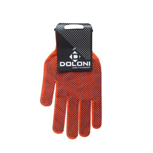 Рукавички 4414 трикотаж з мікрокрапкою ПВХ клас 10 помаранчевий ДКГ Житомир - изображение 2