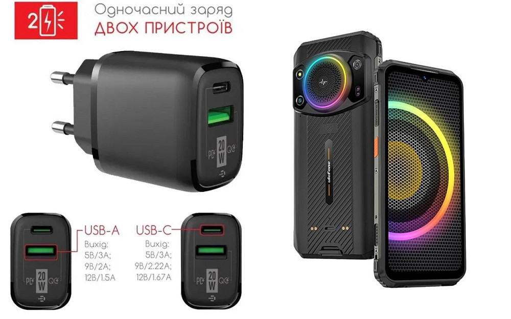 Сетевое зарядное устройство для Ulefone Armor 21, 20W 3A, Quick Charge 3.0 Киев - изображение 1