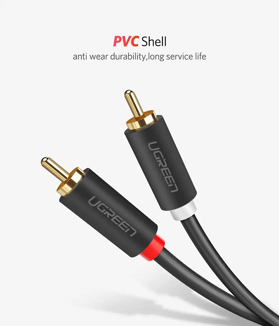 Аудіо кабель UGREEN AV104 2RCA Male to 2RCA Male Cable 2m (Black)(UGR-10518) UGR-10518 Одеса - фото 5