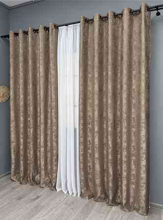 Комплект штор на люверсах VR-Textil Жаккард Sultan XO № 1682ш 150х250 см 2 шт какао (37-0198) Киев
