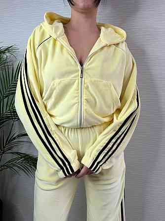 Женский стильный велюровый-плюшевый костюм двойка. Лимонный, 46/48 Одесса