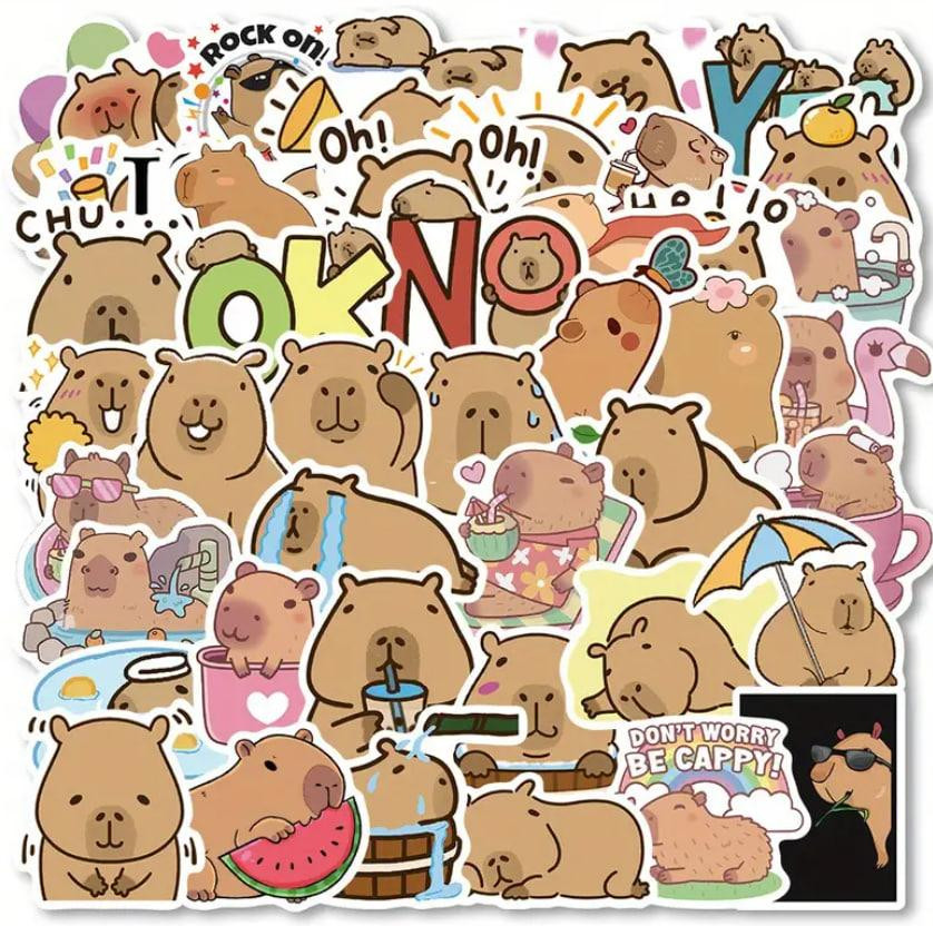 Наклейки с капибарой, наклейки, водонепроницаемые наклейки для ноутбука, телефона, набор 50 шт. Киев - изображение 6