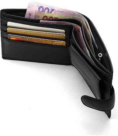 Кожаное мужское портмоне на кнопке ST Leather ST-104-1 черный Киев