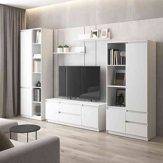 Комплект мебели в гостиную VAYS, шкаф R-26 шкаф R-27 тумба R-28 полки М-22 Белый Львов