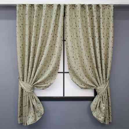 Комплект коротких штор VR-Textil Жаккард № 1585ш Бежевый 145х170 см 2 шт (35-0283) Киев