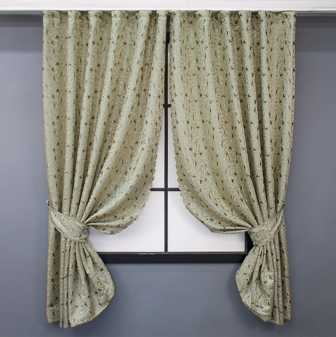 Комплект коротких штор VR-Textil Жаккард № 1585ш Бежевый 145х170 см 2 шт (35-0283) Киев - изображение 1