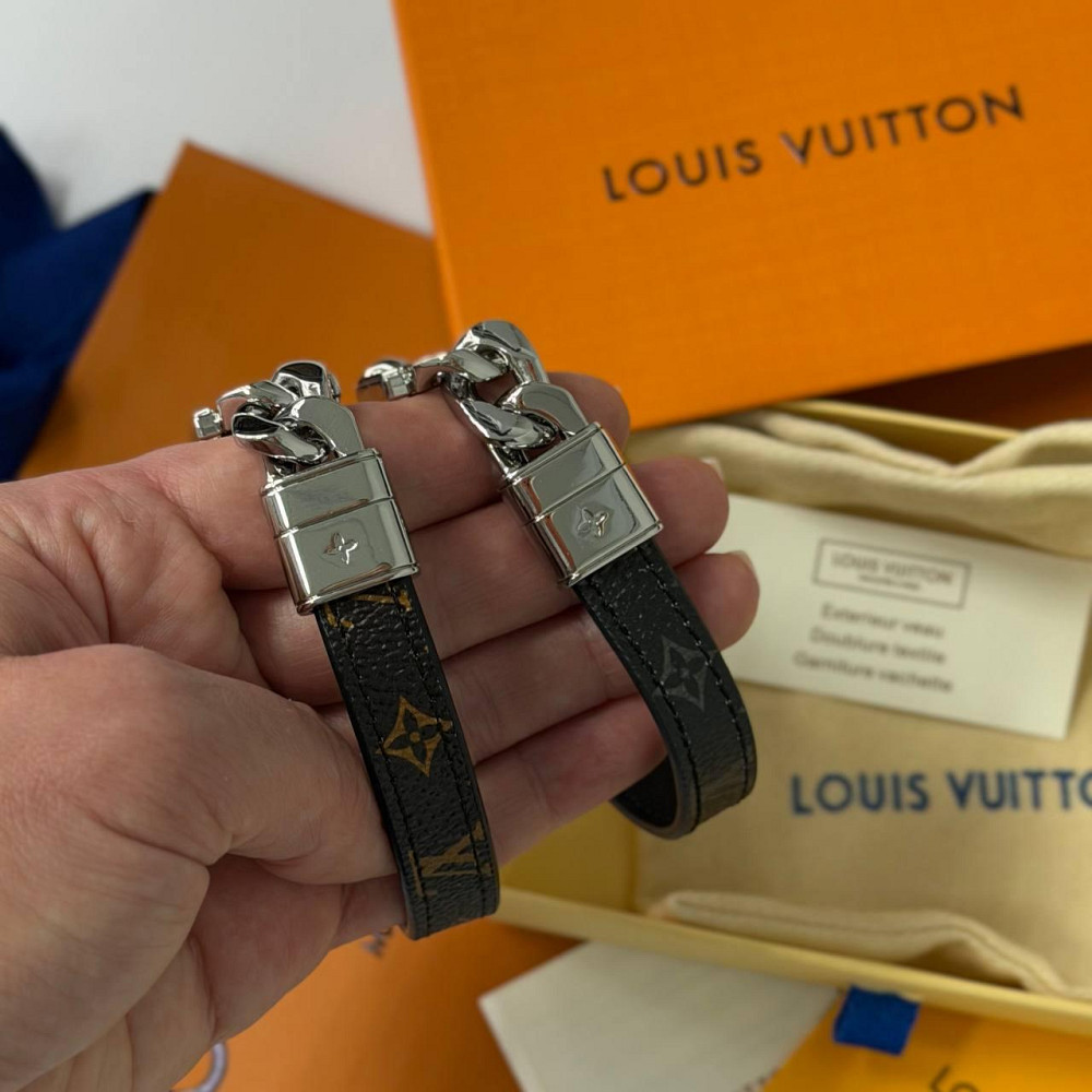 Мужской брендовый браслет на руку Lv (20201) серый Киев - изображение 9