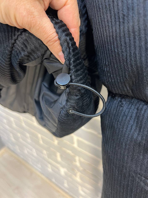 Куртка женская Snow Passion 1056 пуффер вельвет оверсайз широкая чорная, черный, 44-48 Киев - изображение 7