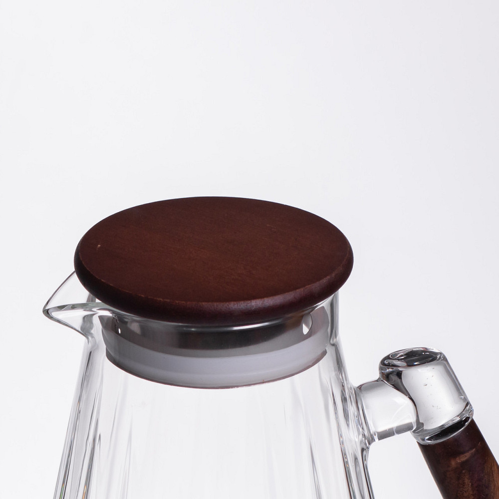 Глечик для напоїв 1.7 (л) для компоту, мохіто, лимонаду, сангрії скляний глечик із ручкою й бамбуковою кришкою 64486-71 Київ - фото 7