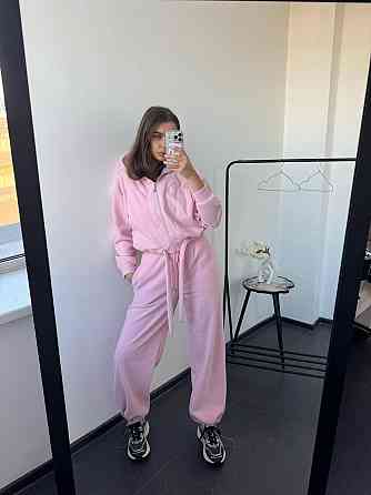 Женский теплый прогулочный костюм двойка: худи и брюки двусторонний полар флис Розовый, 44/48 Одесса