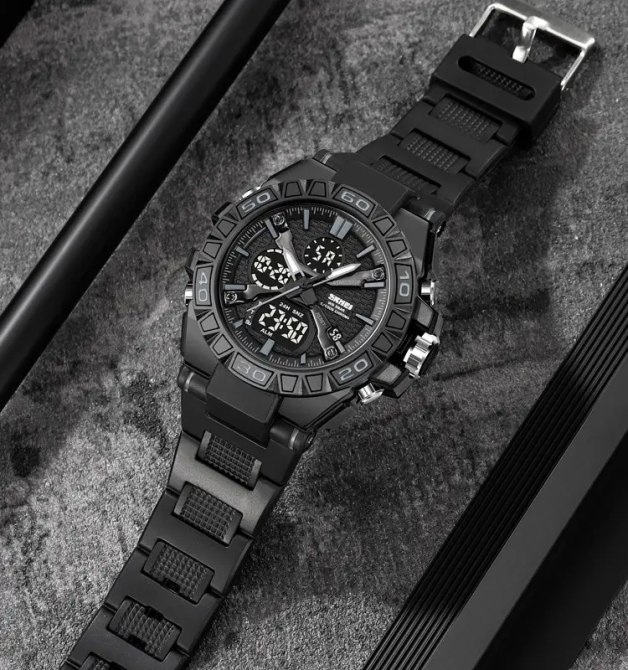 Годинник чоловічий наручний спортивний Skmei 2221 з подвійним дисплеєм і підсвічуванням (Чорний) Вінниця - фото 5