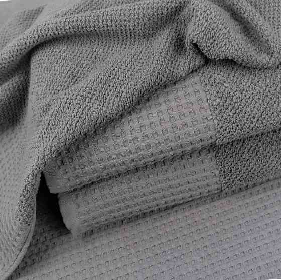 Рушник для обличчя та рук Вафельний Бордюр GM Textile 50х90см 500г/м2 (Сірий) Суми