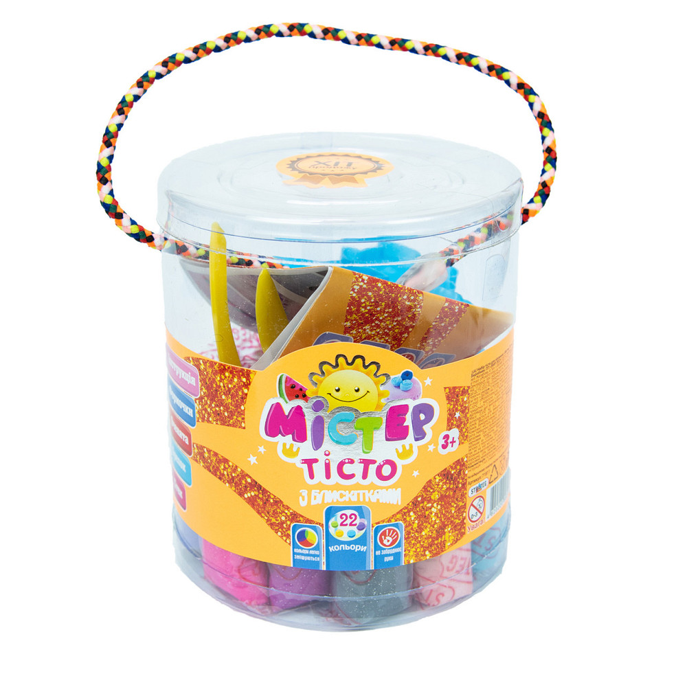 Набір тіста для ліпки 71811 (укр) Містер тісто 22 кольори з блискітками, у блістері 11*13см, шт Київ - фото 1