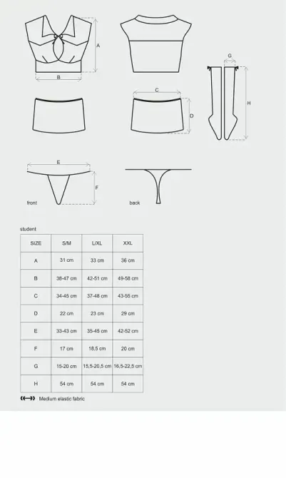 Еротичний костюм студентки Obsessive Student 4 pcs costume S/M, топ, спідниця, стринги, гольфи Львів - фото 5