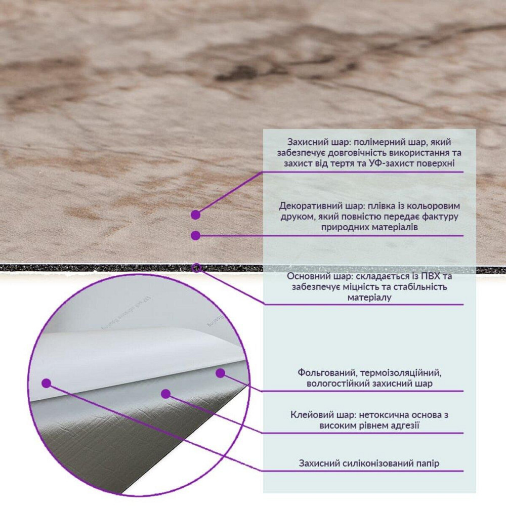 Самоклеющаяся виниловая плитка 600х300х1,5мм, цена за 1 шт. (СВП-116) Матовая SW-00000505 Днепр - изображение 3