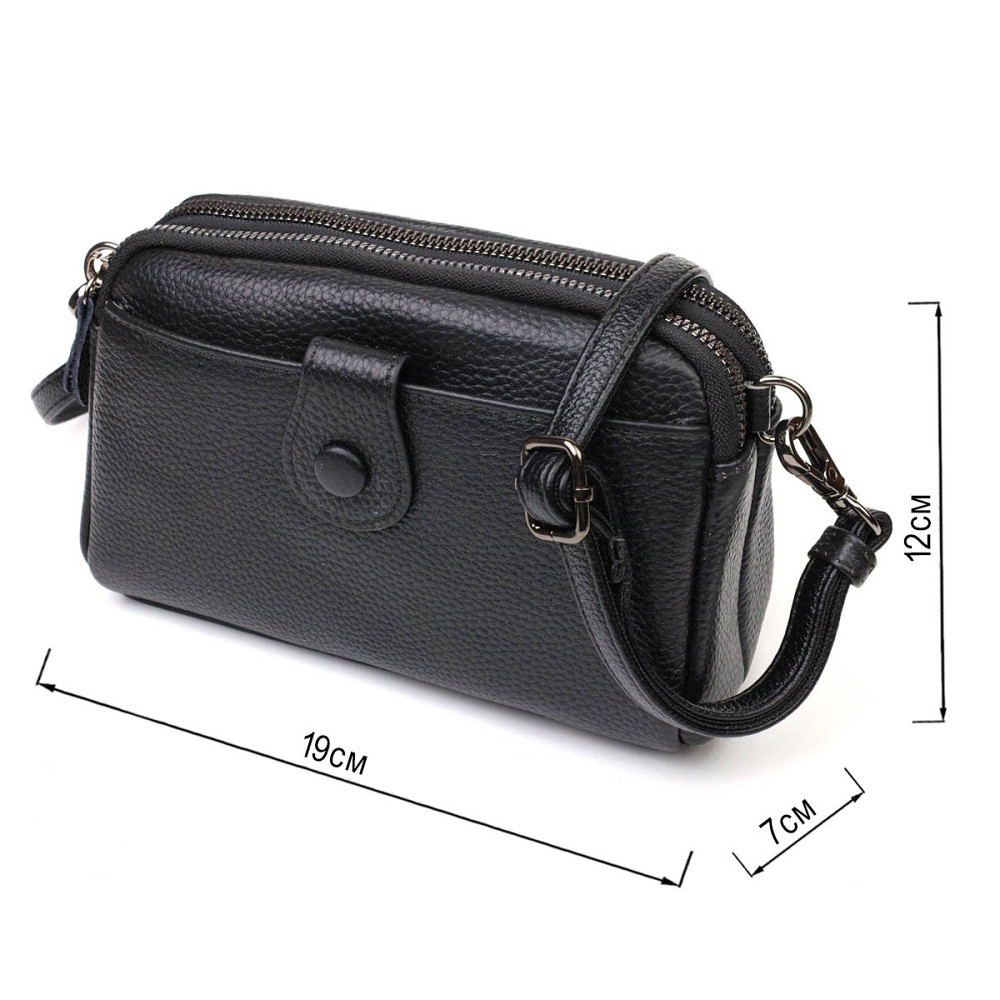 Интересная сумка-клатч в стильном дизайне из натуральной кожи 22086 Vintage Черная Киев - изображение 3