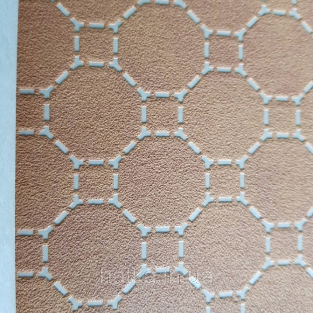 Шпалери вінілові на флізелін BN International 219724 Finesse геометрія кола квадрати бежеві на теракотовому Київ - фото 3