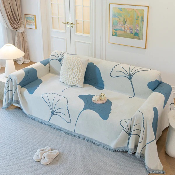 Плед покрывало на диван или кровать,чехол накидка 180х230 см для мягкой мебели синий с белым Каменец-Подольский - изображение 2