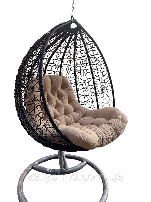 Ротанговий кокон з подушкою, чорний Київ - фото 1