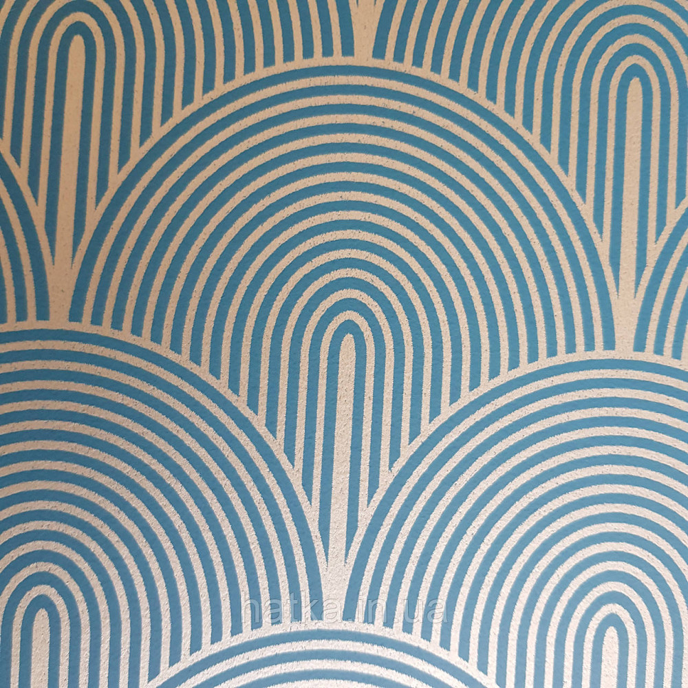 Обои флизелиновые экологически чистые Rasch Salisbury 0.53х10 геометрия полукруги полосы золотистые на синем Киев - изображение 2