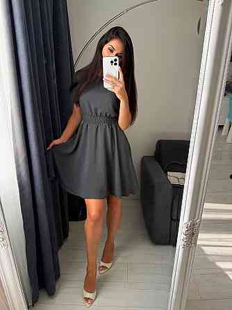 Жіноче легке приталене базове плаття креп жатка Сірий, 42/44 Одеса